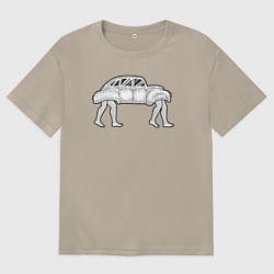 Женская футболка оверсайз Машина пешеход