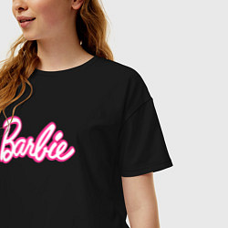 Футболка оверсайз женская Барби Фильм Логотип, цвет: черный — фото 2