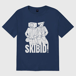 Женская футболка оверсайз Skibidi Toilet Cameraman and Speakerman