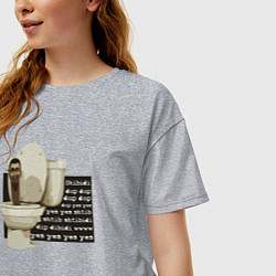 Футболка оверсайз женская Skibidi Toilet Normal Skibidi Toilet, цвет: меланж — фото 2