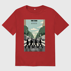 Футболка оверсайз женская Skibidi toilet Beatles cameramen, цвет: красный