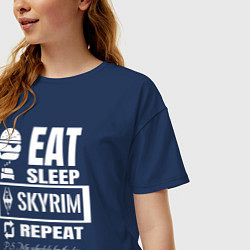 Футболка оверсайз женская Скайрим The Elder Scrolls, цвет: тёмно-синий — фото 2