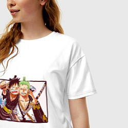 Футболка оверсайз женская Луффи и Ророноа Зоро - Ван пис, цвет: белый — фото 2