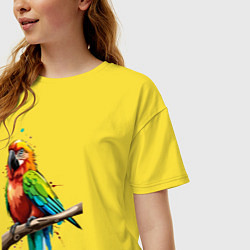 Футболка оверсайз женская Попугай какаду, цвет: желтый — фото 2
