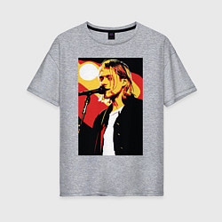 Женская футболка оверсайз Курт Кобейн с микрофоном