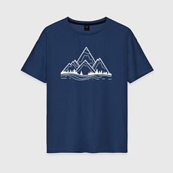 Женская футболка оверсайз Лес и горы минимализм