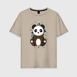 Футболка оверсайз женская Странная панда, цвет: миндальный