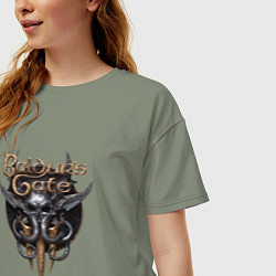 Футболка оверсайз женская Baldurs Gate 3 - logotype, цвет: авокадо — фото 2