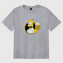 Футболка оверсайз женская Гомер и пиво, цвет: меланж