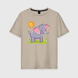 Женская футболка оверсайз Летний слоник