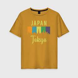 Футболка оверсайз женская Токио Япония, цвет: горчичный