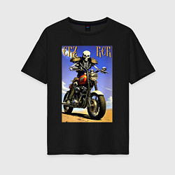 Женская футболка оверсайз Crazy racer - skeleton - motorcycle