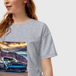 Футболка оверсайз женская Авто Додж Челленджер, цвет: меланж — фото 2