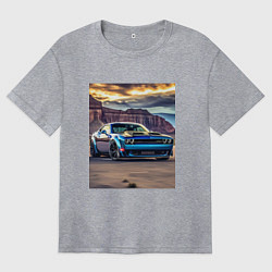 Женская футболка оверсайз Авто Додж Челленджер