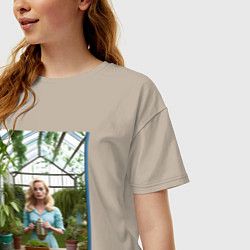 Футболка оверсайз женская Барби: биологические эксперименты, цвет: миндальный — фото 2