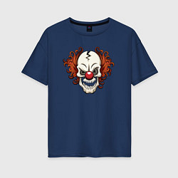 Футболка оверсайз женская Clown skull, цвет: тёмно-синий