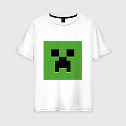 Футболка оверсайз женская Minecraft creeper face, цвет: белый