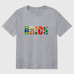 Женская футболка оверсайз Надпись: BRICS