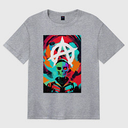 Женская футболка оверсайз Анархия - череп - поп-арт