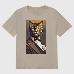 Женская футболка оверсайз Крутой котяра - джентльмен - нейросеть