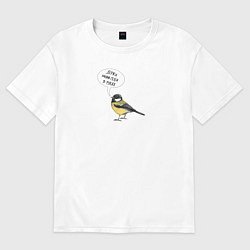 Женская футболка оверсайз Синица с прикольной надписью - держи себя в руках