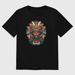 Футболка оверсайз женская Индеец города ацтеков, цвет: черный