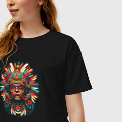Футболка оверсайз женская Индеец города ацтеков, цвет: черный — фото 2
