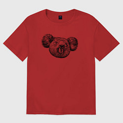 Футболка оверсайз женская Коала морда, цвет: красный