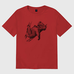 Футболка оверсайз женская Коала отдыхает на дереве, цвет: красный