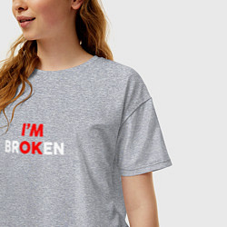 Футболка оверсайз женская Im broken, цвет: меланж — фото 2