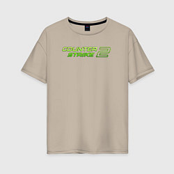 Футболка оверсайз женская Counter strike 2 green logo, цвет: миндальный