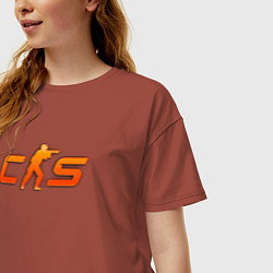 Футболка оверсайз женская CS 2 orange logo, цвет: кирпичный — фото 2