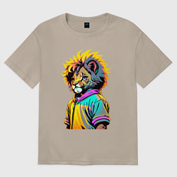 Женская футболка оверсайз Прикольный львёнок - поп-арт