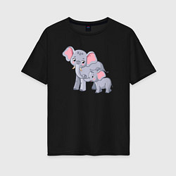 Женская футболка оверсайз Elephants family