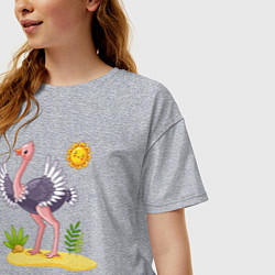 Футболка оверсайз женская Солнечный страус, цвет: меланж — фото 2