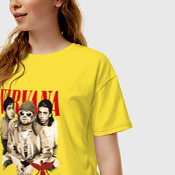Футболка оверсайз женская Nirvana rock band, цвет: желтый — фото 2