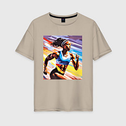 Женская футболка оверсайз Девушка спринтер