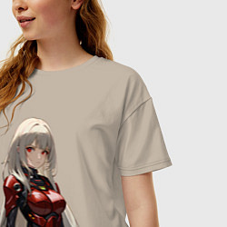 Футболка оверсайз женская Аниме робо-девушка, цвет: миндальный — фото 2