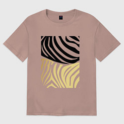 Женская футболка оверсайз Принт зебра черно- золотой