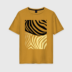 Женская футболка оверсайз Принт зебра черно- золотой