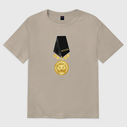 Футболка оверсайз женская Медаль кошко мать года, цвет: миндальный