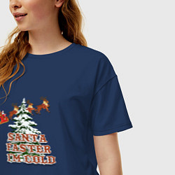 Футболка оверсайз женская Дед мороз уже едет, цвет: тёмно-синий — фото 2