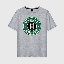Женская футболка оверсайз Tardis coffee