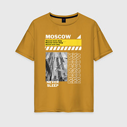 Женская футболка оверсайз Moscow never sleep