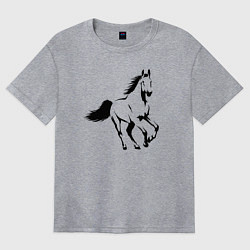Футболка оверсайз женская Жеребец скачет, цвет: меланж