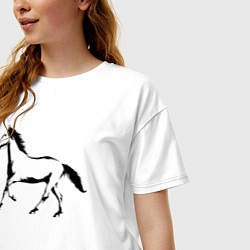Футболка оверсайз женская Лошадь сбоку, цвет: белый — фото 2