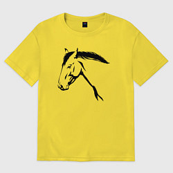 Футболка оверсайз женская Голова лошади, цвет: желтый
