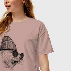 Футболка оверсайз женская Морская свинка модная, цвет: пыльно-розовый — фото 2