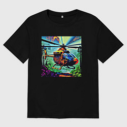 Женская футболка оверсайз Вертолет в небе