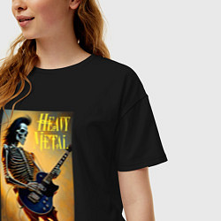 Футболка оверсайз женская Heavy metal - skeleton - neural network, цвет: черный — фото 2
